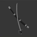 Crossed Decorative Swords With Metal Scabbard And Shiny Blades On Dark Background