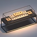 Museum Exhibition Showcase With Glass Display Case And Historical Building Model