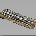 Natural Wooden Logs Stacked On Rustic Stone Base With Earthy Texture And Natural Finish