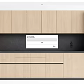 Modern Kitchen With Light Wood Cabinets Black Countertop And Backsplash And Built in Appliances
