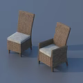 Two Wicker Single Sofa with Light Colored Cushions Backrest and Armrests
