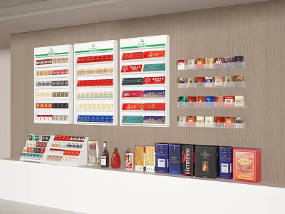 Organized Daily Necessities Display With Colorful Boxes And Bottles On Shelves 3d model