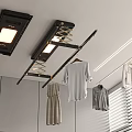 Modern Ceiling Mounted Spring Clothes Drying Rack With Clothes Cabinets And Blinds 3d model