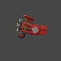 Red Biplane Model With White Clover Design And Lucky Text On Body