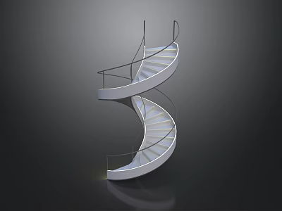 Elegant Modern Spiral Staircase Decoration with Soft Lighting White Steps and Metal Railing 3d model