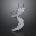 Elegant Modern Spiral Staircase Decoration with Soft Lighting White Steps and Metal Railing