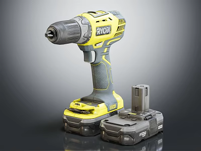 RYOBI Cordless Drill Power Tool With Rechargeable Battery And Charger 3d model