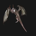 Mythical Flying Dragon With Red Horns Large Wings Sharp Claws Open Mouth On Black Background