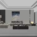Modern Living And Dining Area Interior With Open Concept Large Windows City View Sofa Fireplace
