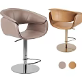 Modern Leather Bar Stools With Adjustable Metal Base And Color Options 3d model