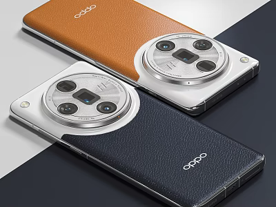 OPPO Premium Smartphones With Leather Back Design Dual Color Options And Camera Module 3d model