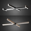 Modern Cross Design Chandelier With Metal And Wooden Linear Structure For Home Lighting