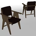 Stylish Modern Leisure Chair With Wooden Frame Black Striped Seat And Backrest