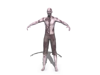 Zombie Creature Character With Pale Skin Blood Stains Scars And Outstretched Arms In 3d model