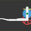 Colorful Hardware Tool Mechanism With Blue Gear Red Wheel And White Frame