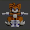 Anthropomorphic Fox Cartoon Character 3D Model With Orange Fur White Gloves And Purple Shoes
