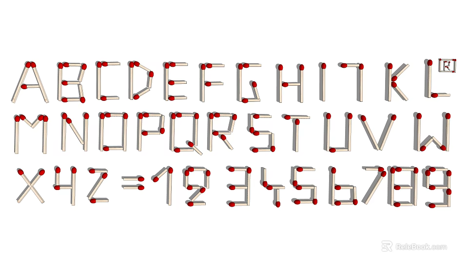 Decorative Ornament Set Featuring Creative Letters Numbers With Red Beads And Silver Metal Strips 3d model 