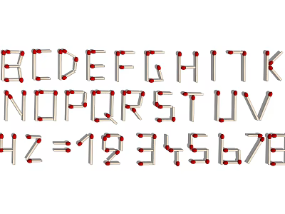 Decorative Ornament Set Featuring Creative Letters Numbers With Red Beads And Silver Metal Strips 3d model