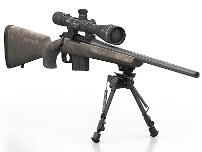 Sniper Rifle With High Power Scope And Tripod Stand For Precision Shooting 3d model