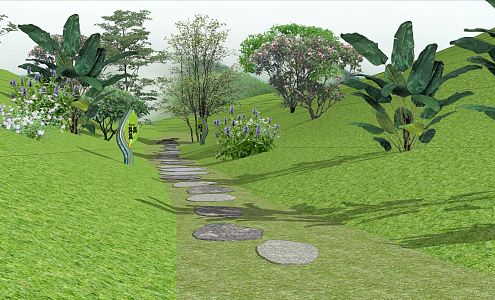 Modern Slate Road Forest Trail 3d model