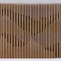 Modern Decorative Wooden Feature Wall With Vertical Slats And Wavy Pattern Design 3d model