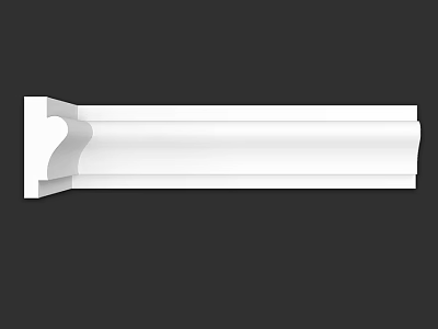 White Elegant Decorative Molding with Curved Profile for Home Interior Design 3d model