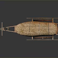 Traditional Ancient Wooden Cart Model With Woven Canopy And Large Wheel Design