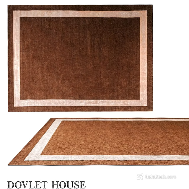 Elegant Square Rug With Brown Surface And White Border Design For Home 3d model 