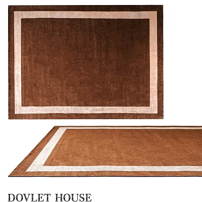 Elegant Square Rug With Brown Surface And White Border Design For Home 3d model