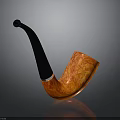Handcrafted Artisan Tobacco Pipe With Orange Textured Bowl And Black Curved Stem