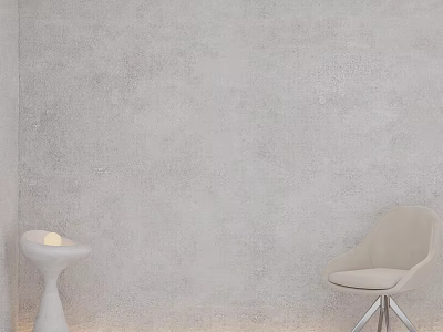 Gray Wall Panel Interior Featuring White Round Table Candle Light Gray Chair With Metal Legs 3d model