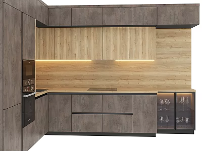 Modern Open Kitchen Interior With Stylish Cabinets And Functional Design Elements 3d model