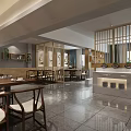 Traditional Chinese Hotpot Restaurant Interior With Wooden Lattice Lanterns Staircase And Dining Tables