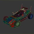 Open Top Blue Pink Race Car With Large Wheels Roll Cage And Antennas