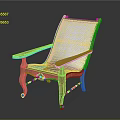 Vintage Wooden Chair With Woven Seat Armrests And Carved Leg Design