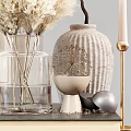 Elegant Modern Decorative Ornaments Set With Pampas Grass Vases Clock And Spherical Pieces