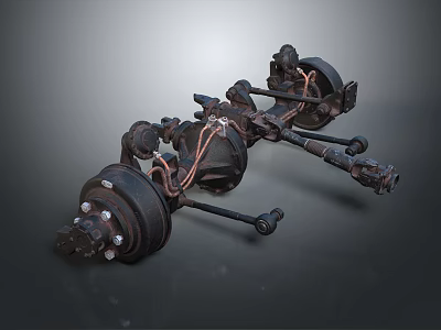 Automotive Rear Axle Assembly Featuring Metal Components And Suspension Parts 3d model