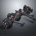 Automotive Rear Axle Assembly Featuring Metal Components And Suspension Parts