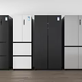 Modern Multi Door Refrigerators in Black White Silver Colors for Kitchen 3d model
