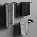 Contemporary Bathroom Towel Racks Featuring Hanging Gray Black Towels And Metal Bars