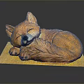Game And Movie Character Orange Fox Sleeping Curled Up With Closed Eyes On Yellow Mat