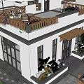 Traditional Chinese Style Detached Villa with Tile Roof White Walls and Courtyard Entrance
