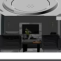 Modern Living Dining Room Interior Design With Gray Sofa Round Rug And Green Plants