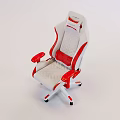 Modern Red And White Office Chair With Ergonomic Design Adjustable Arms And Padded Seats