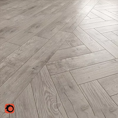 Light Gray Wooden Flooring With Herringbone Pattern And Natural Wood Grain 3d model