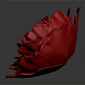Red Rose with Layered Petals Shiny Surface and Reflection on Gray Background 3d model