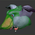 3D Low Poly Fantasy Creature Character With Gray Ears Bird Like Beak And Blue Eyes