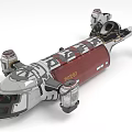 3D Model of Red and Gray Streamlined Spaceship With Multiple Engines and Number 28957