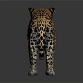 3D Leopard Model With Spotted Coat Standing On Reflective Gray Surface