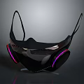 Black Face Mask With LED Purple Pink Edges And Transparent Shield Modern Design